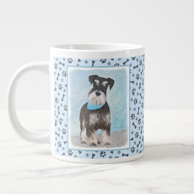 Caneca De Café Grande Pintura de Schnauzer (Miniatura) - Cachorro Origin (Esquerda)