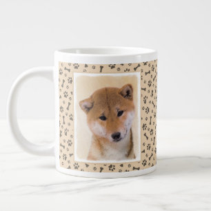Caneca De Café Grande Pintura de Shiba Inu (Vermelho) - Arte de Cachorro