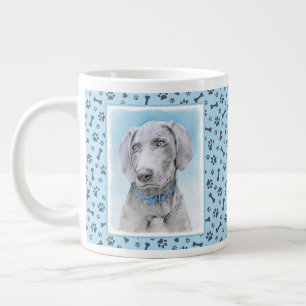 Caneca De Café Grande Pintura de Weimaraner - Arte de Cachorro Original