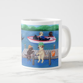 Caneca De Café Grande Pintura dos Labradores do Lake Fun