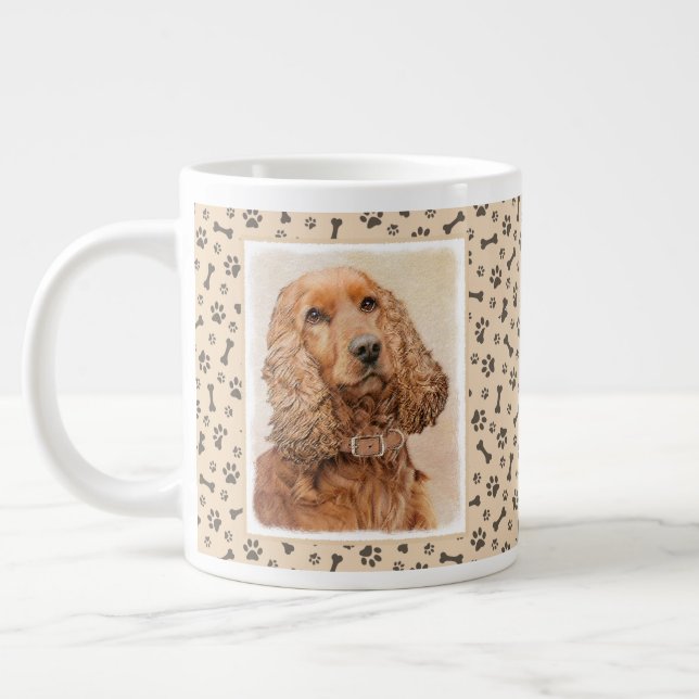 Caneca De Café Grande Pintura em espanhol com Cocker Inglês - Arte Origi (Esquerda)