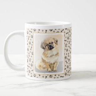 Caneca De Café Grande Pintura em espanhol tibetano - Arte canina origina