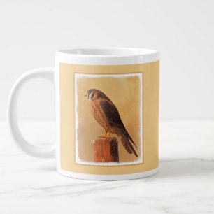 Caneca De Café Grande Pintura em Kestrel Americano - Arte original sobre