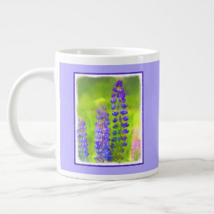 Caneca De Café Grande Pintura em Lupine - Arte Flor Original