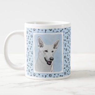 Caneca De Café Grande Pintura em Pastor Branco - Arte Cão Original Boni