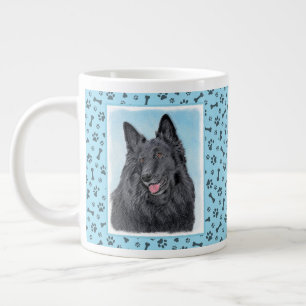 Caneca De Café Grande Pintura em Sheepdog Belga - Arte em Cachorro Origi