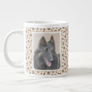 Caneca De Café Grande Pintura em Tervuren Belga - Arte Cachorra Original
