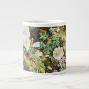 Caneca De Café Grande Pintura floral de petúnias bonitas vintage