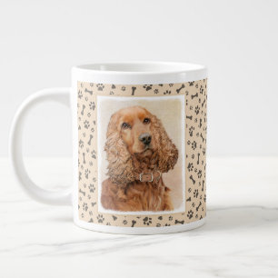 Caneca De Café Grande Pintura Inglesa em Cocker Spaniel - Arte Original