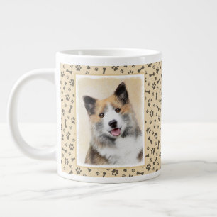 Caneca De Café Grande Pintura Islandesa Do Cão - Arte Original Do Cão