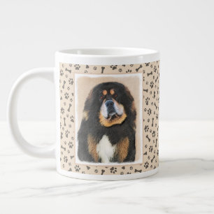 Caneca De Café Grande Pintura Mastiff Tibetana - Arte Canina Original