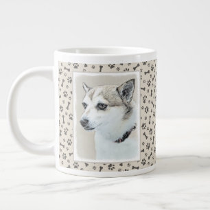 Caneca De Café Grande Pintura Norueguesa De Lundehund - Arte Original De