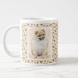 Caneca De Café Grande Pintura Pomeraniana (Laranja) - Arte Canina Origin