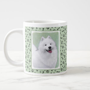 Caneca De Café Grande Pintura Samoyed - Arte Cachorosa Original