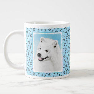 Caneca De Café Grande Pintura Samoyed - Arte Cachorosa Original