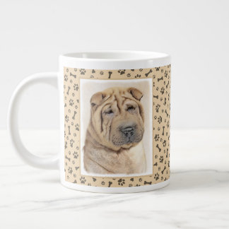 Caneca De Café Grande Pintura Shar Pei - Arte Cachorra Original