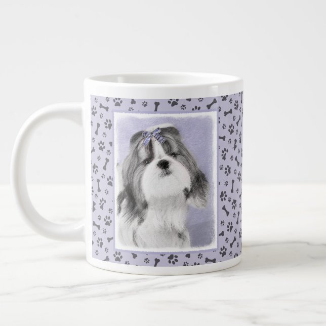 Caneca De Café Grande Pintura Shih Tzu - Arte Cachorosa Original (Esquerda)