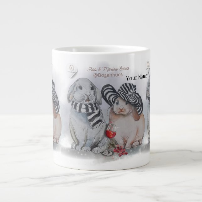 Caneca De Café Grande "Pipa & Marlow" Impressão Boganhues (Frente)