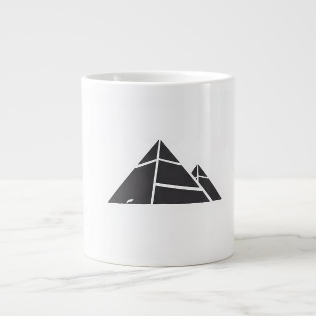 Caneca De Café Grande Pirâmides Pretas e Brancas (Frente)