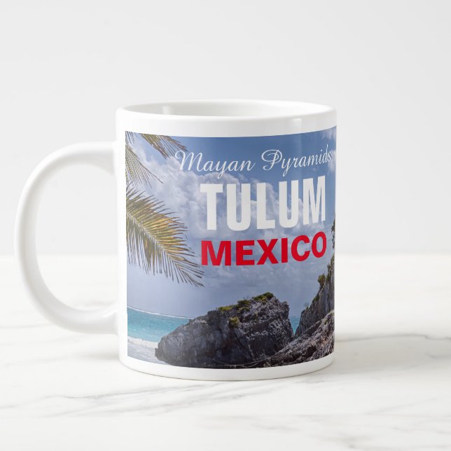 Caneca De Café Grande Pirâmides Tulum Mayan (Esquerda)