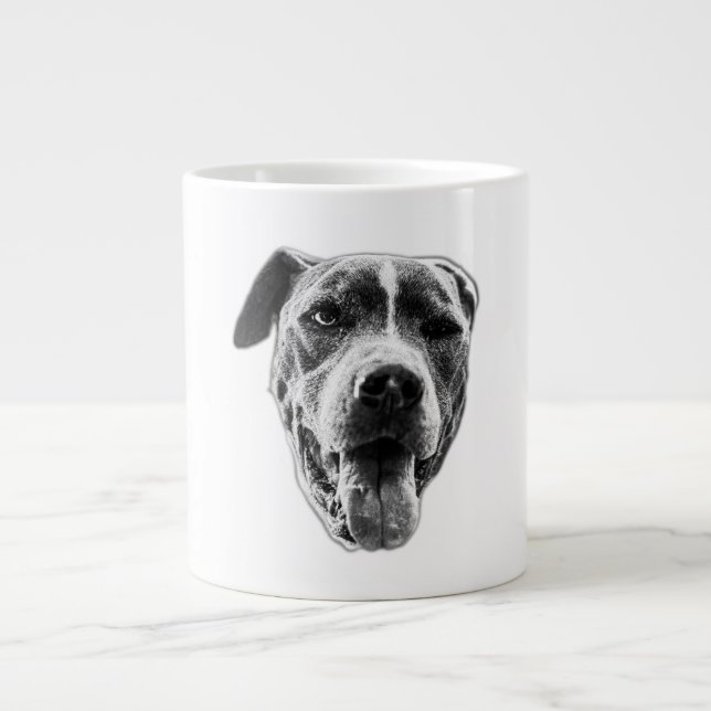 Caneca De Café Grande Piscar os olhos brilhante Combinação pitbull — Fec (Frente)