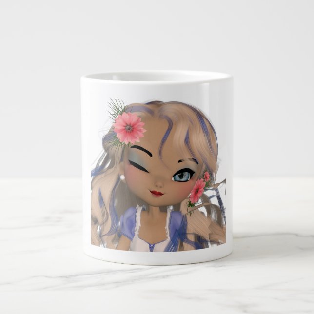 Caneca De Café Grande Piscar os olhos Mug (Frente)