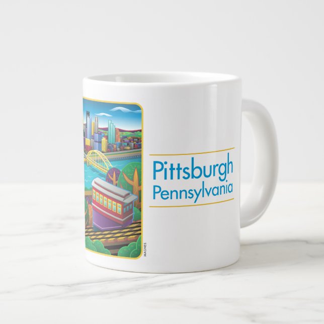 Caneca De Café Grande Pittsburgh de cima (Frente Esquerda)