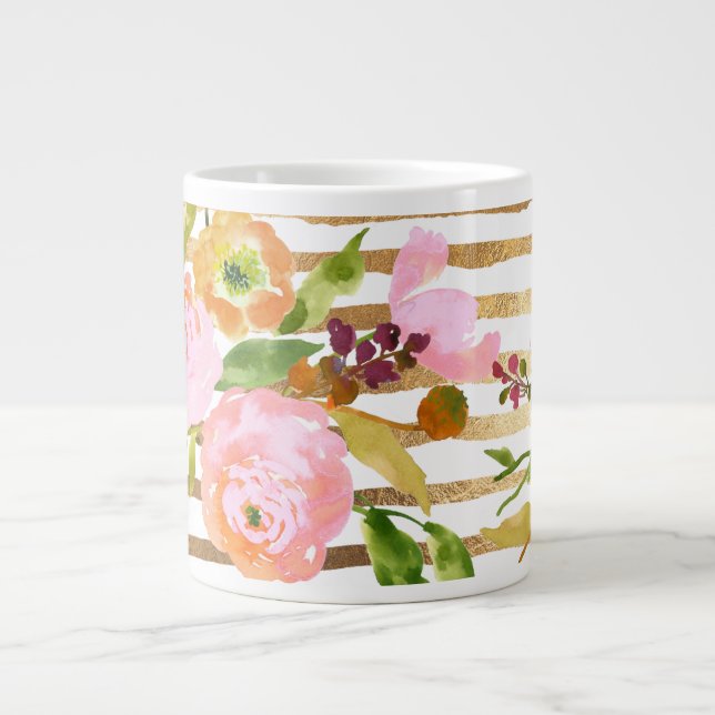 Caneca De Café Grande PixDezines floral/aquarela/ranunculus (Frente)