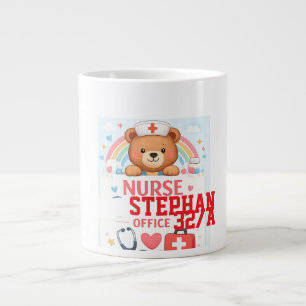 Caneca De Café Grande Placa Personalizada do Urso Enfermeiro Fofo, Esc
