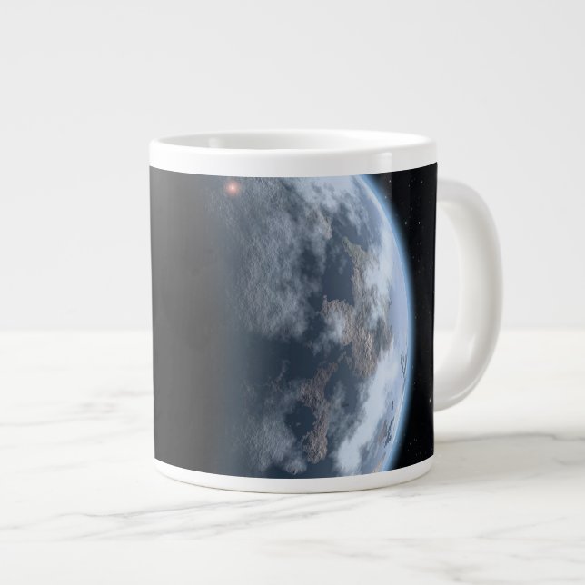 Caneca De Café Grande Planeta Semelhante À Terra Com Oceanos Revendo Sua (Frente Esquerda)