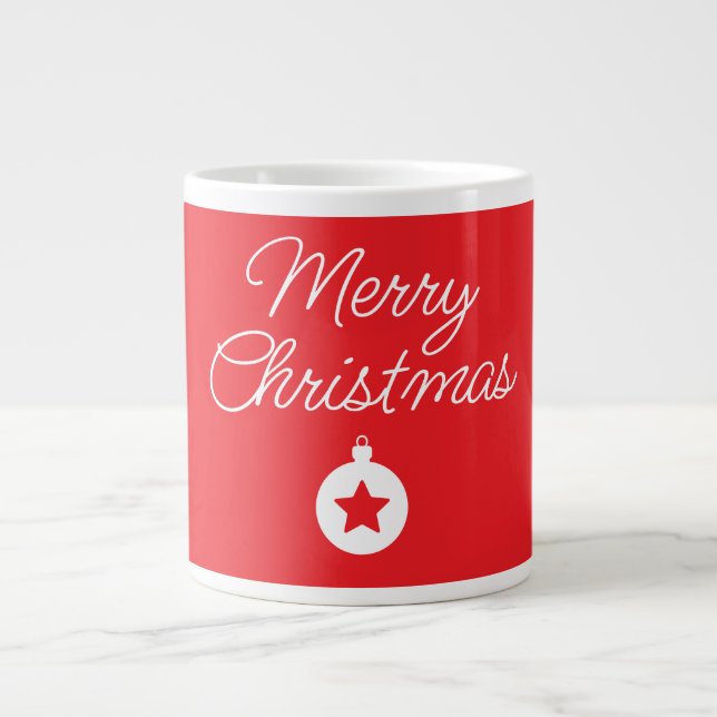 Caneca De Café Grande Planície Minimalista Única Clássica de Feliz Natal (Frente)