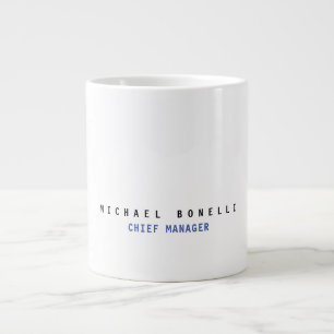 Caneca De Café Grande Planilha minimalista profissional de nome próprio