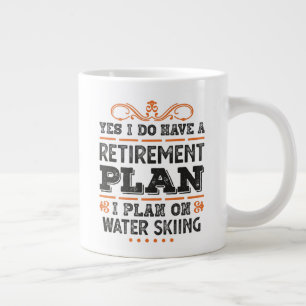 Caneca De Café Grande Plano de aposentadoria Esqui-d-água Engraçado