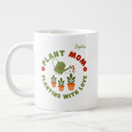 Caneca De Café Grande Planta Mãe Plantando Com Amor Personalizado