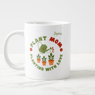 Caneca De Café Grande Planta Mãe Plantando Com Amor Personalizado
