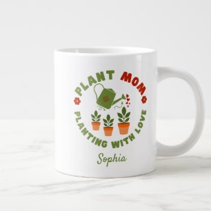 Caneca De Café Grande Planta Mãe Plantando Com Amor Personalizado