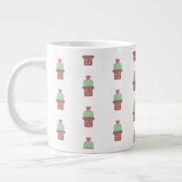 Caneca De Café Grande Planta Simples de Cacto Moderno em Vaso