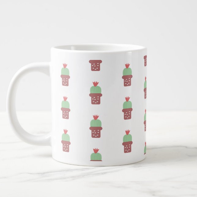 Caneca De Café Grande Planta Simples de Cacto Moderno em Vaso (Esquerda)