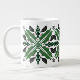 Caneca De Café Grande Plantas Begônias Oração Monstera Verdura Mandala