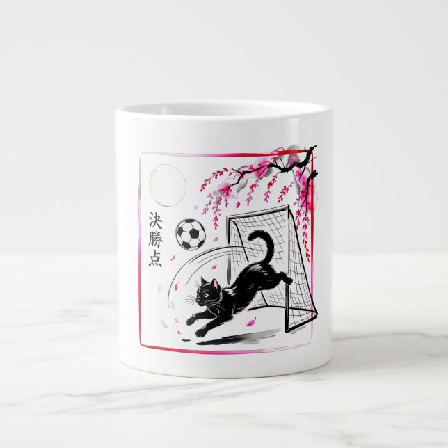 Caneca De Café Grande Playful Soccer Cat Mug Perfect Gift for Cat Lovers (Frente)