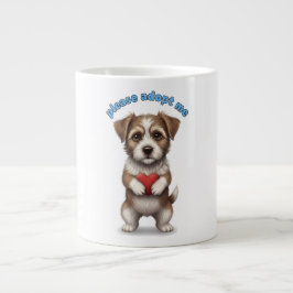 Caneca De Café Grande Please Adopt Me – Cute Rescue Dog Illustration wit