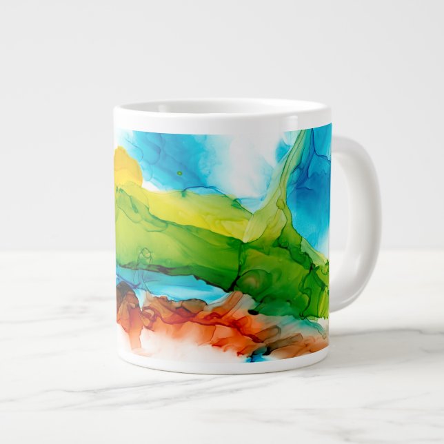 Caneca De Café Grande Pluma Principal - Cores d'água (Frente Esquerda)