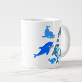 Caneca De Café Grande Pod de Golfinho de Cartoon Bonito