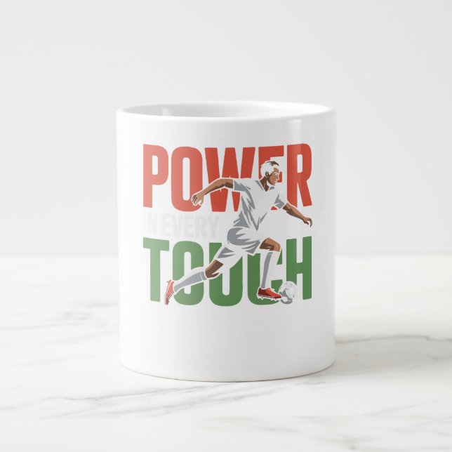 Caneca De Café Grande Poder em Cada Toque Esportes Mistos (Frente)