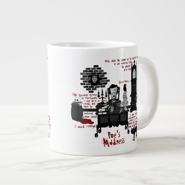 Caneca De Café Grande 'Poe's Madness' (Versão 2) Mug (Frente Esquerda)
