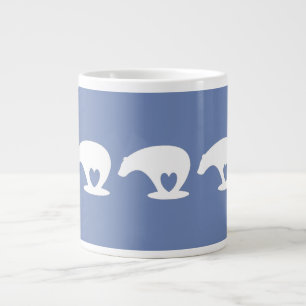 Caneca De Café Grande Polar Bear Love, em azul
