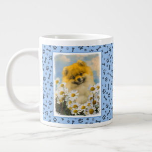 Caneca De Café Grande Pomerânia em Pintura de Cães - Arte Original