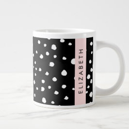 Caneca De Café Grande Pontos Dalmáticos, Pontos, Preto e Branco, Seu Nom