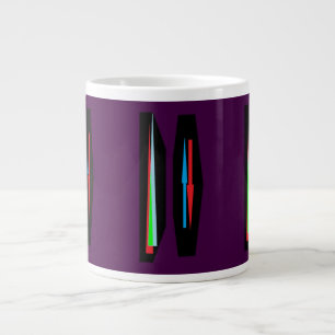 Caneca De Café Grande Pontos de arte modernos e setas em roxo escuro