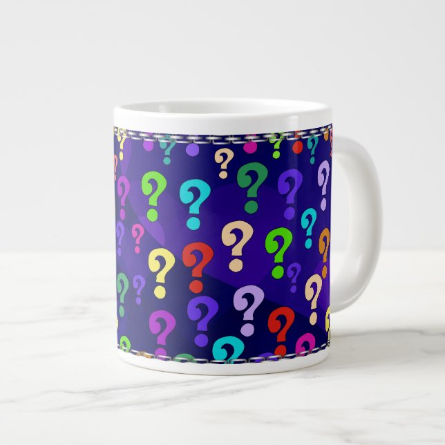 Caneca De Café Grande Pontos de Perguntas do Arco-íris (Frente Esquerda)